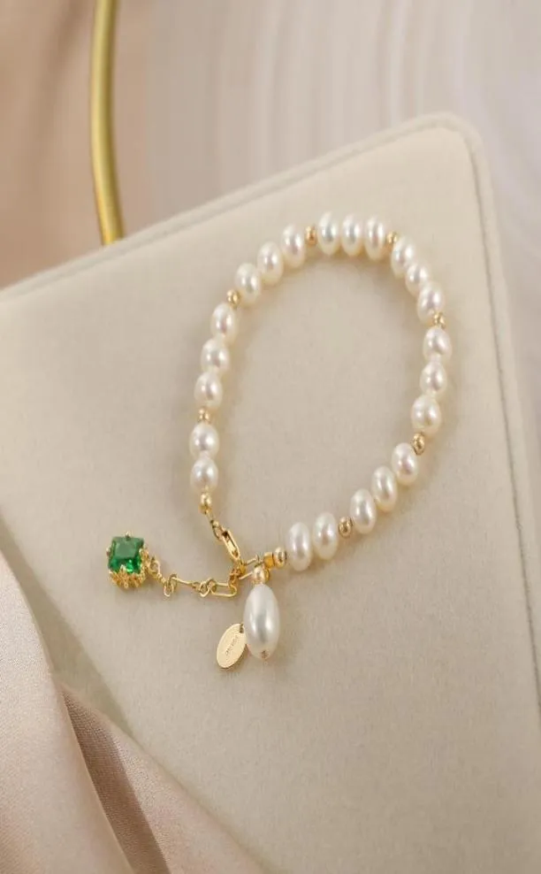 Bracciale di perle d'acqua dolce con perline di miglio placcate in oro 14K Design di nicchia Fidanzate Fili di perline intrecciati a mano8708858