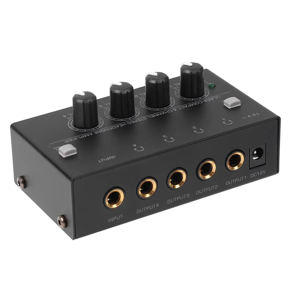 Amplifier Mini Headphone Amplifier Audio Power Amplifier 4 Channels UltraCompact 15MHz Stereo Earphone AMP for Music support Power Switch