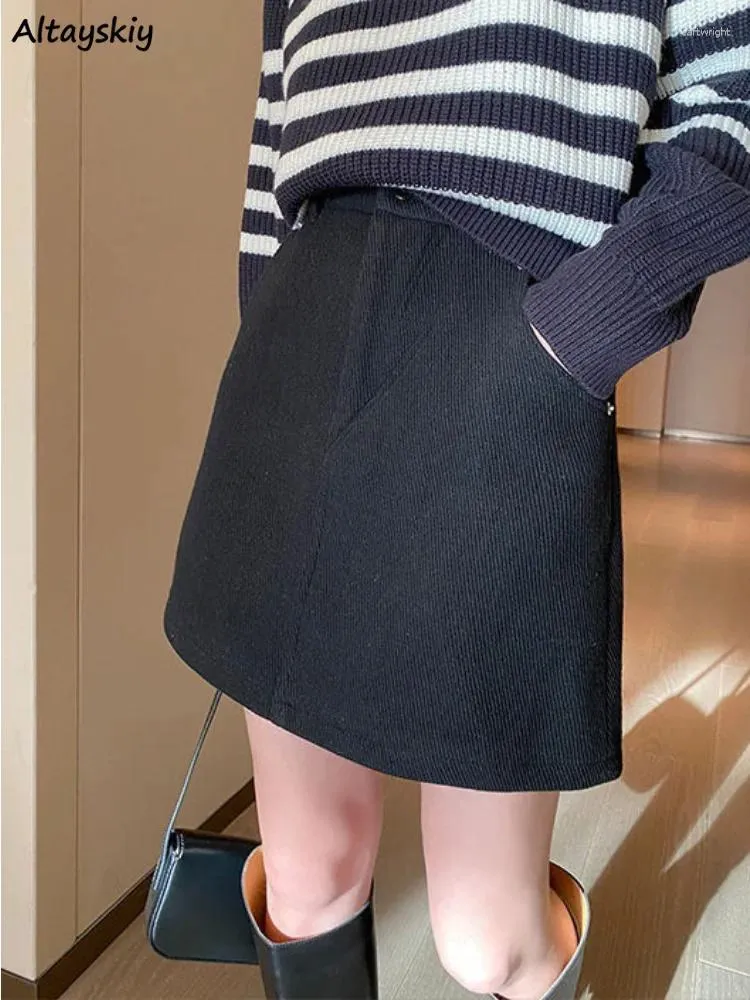 Rokken Dames A-lijn Dagelijks Eenvoudig Mini Studenten Zacht Effen Mode Vintage Lente Herfst Designer Basic Koreaanse stijl All-match