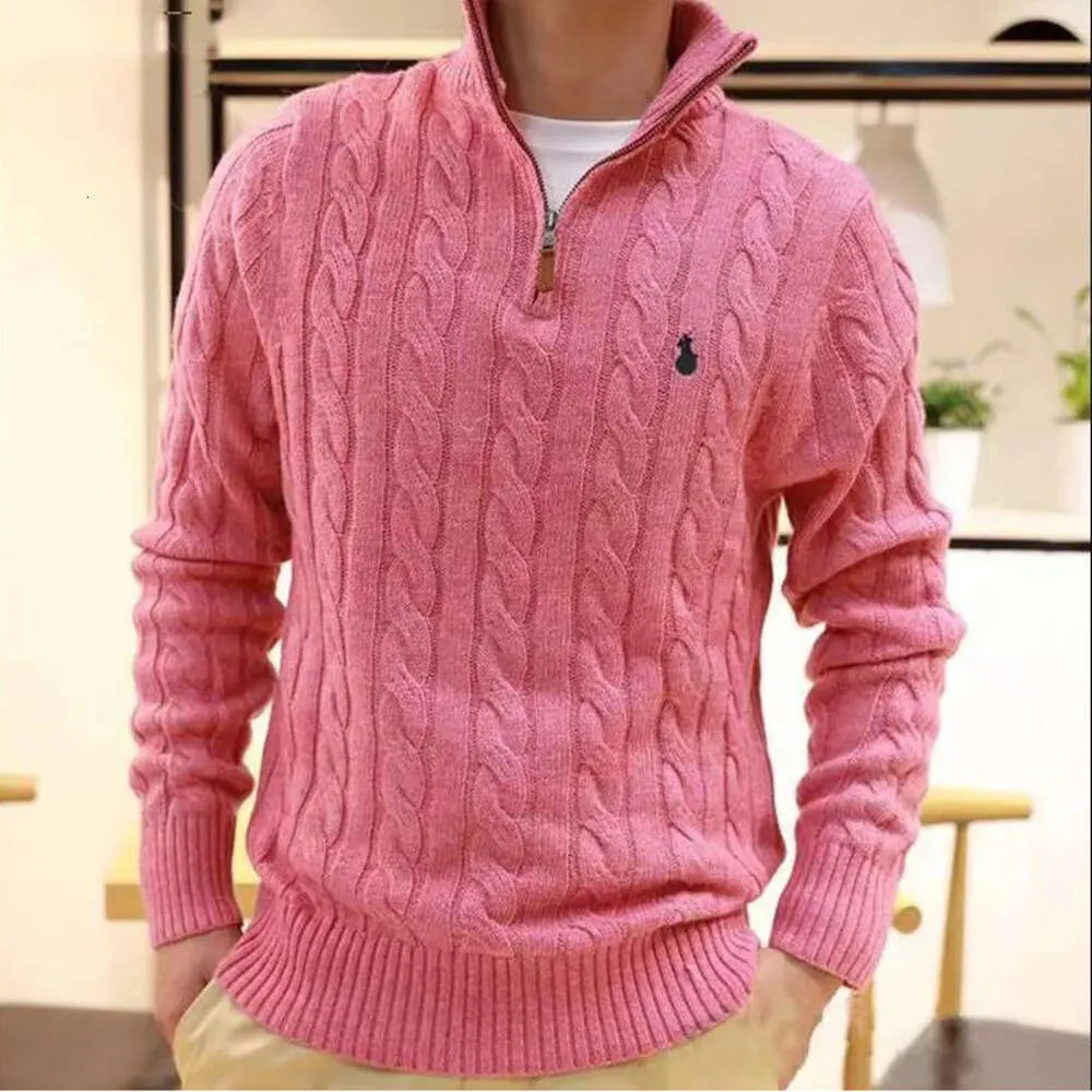 Hommes Designer Polo Pull Polaire Ralphs Chemises Épais Demi Fermeture Éclair Col Haut Pull Chaud Slim Tricot Tricot Lauren Jumpers Petit Cheval Coton Sweat YT4485