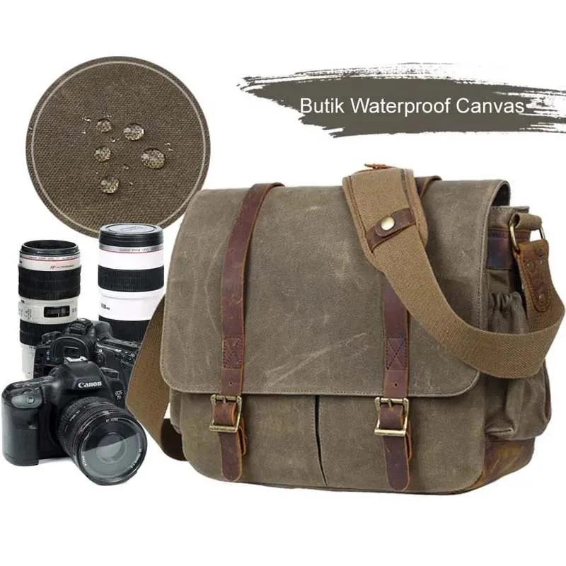 Портфельбазы сумки с фотоаппаратом с фотовалом Canvas DSLR SLR Case Case Casual Beadling Bag Vintage Messenger Commort Camera Sagn