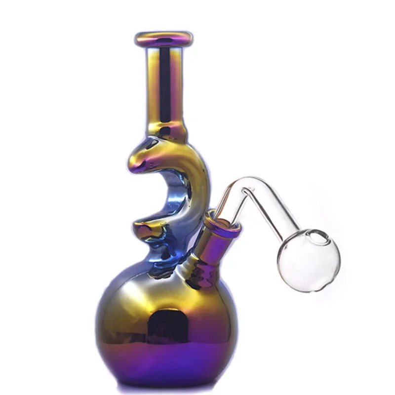 Atacado 8inch Hookahs Glass Bong Heady Rainbow Dab Rigs Bong Pequeno Bubbler Beaker Reciclar Plataforma de Petróleo com Downstem Oil Burner Pipe Dhl Free