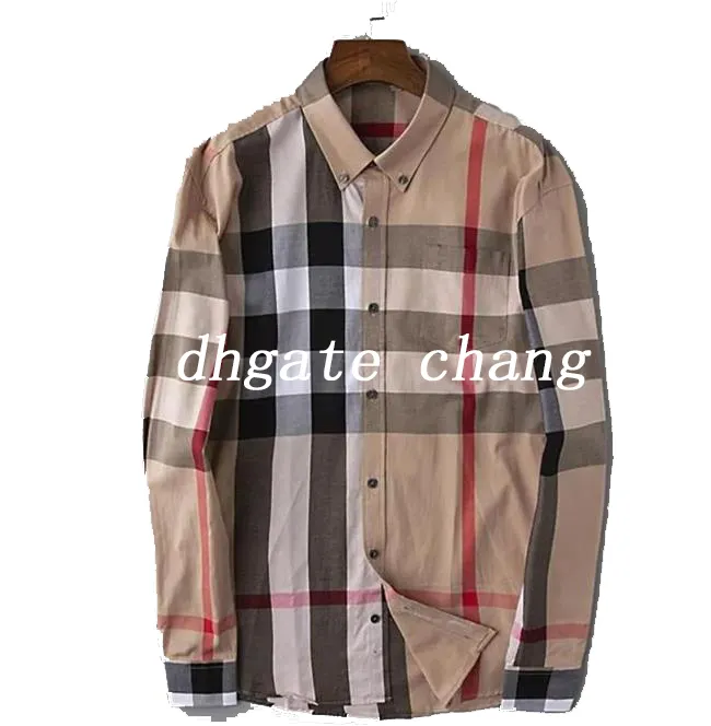 Men s Long Sleeve Business Casual Shirts Geometric Plaid Cotton Slim Fit Dress Shirt M 4XL