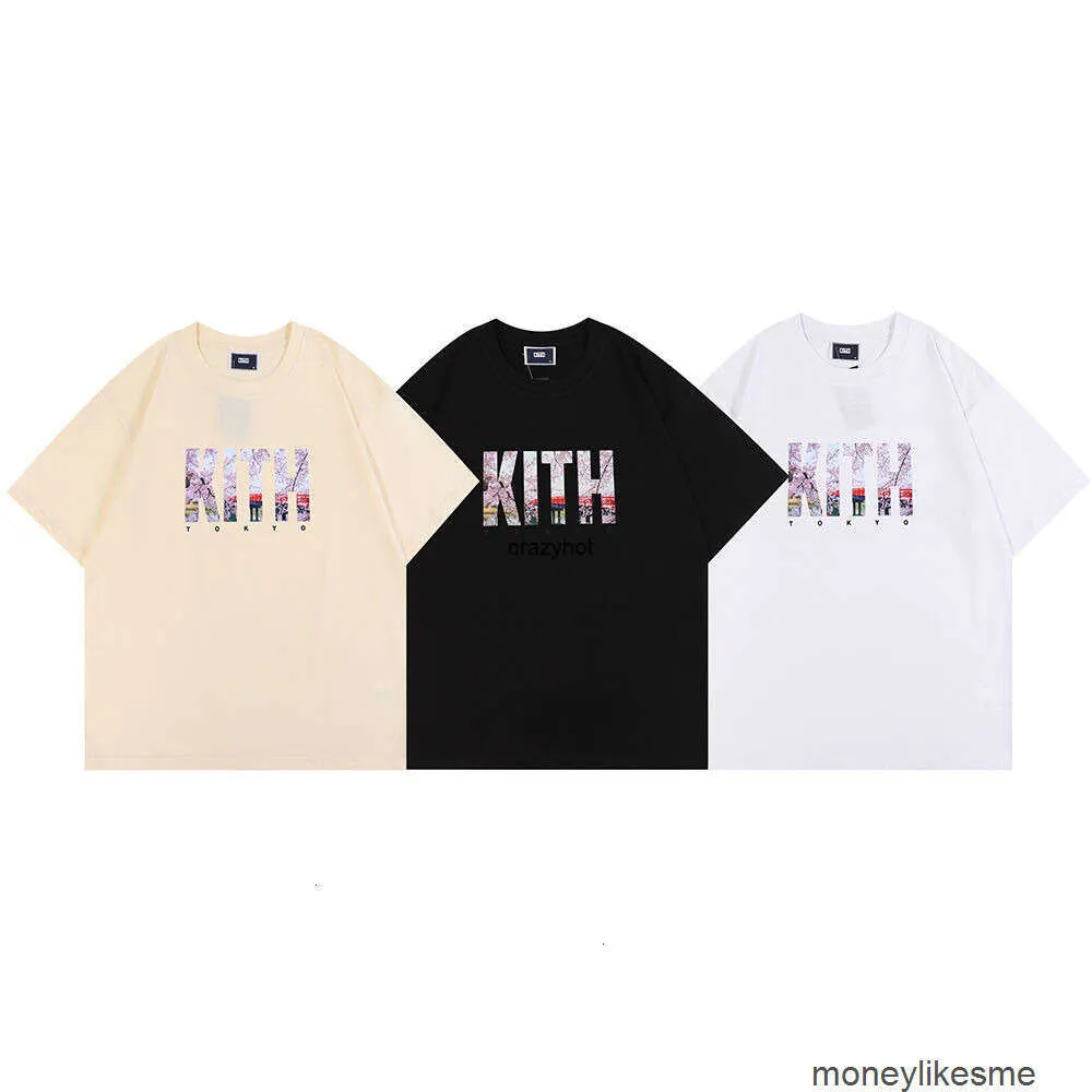 Modekleidung Herren Designer-T-Shirts T-Shirts Niche Fashion Kith Tokyo L mark Tokyo Limited Kurzarm Sakura Baumwolle Lose Kurzarm-T-Shirt T-Shirts aus reiner Baumwolle Ro