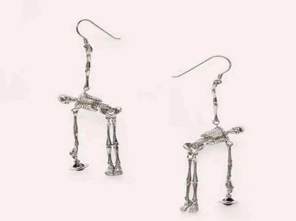 Punk Skeleton Bones Gothic Moving Part Spooky Drop Earrings Vintage Skeleton Skull Dangle Earrings for Women Jewelry Party Gifts H8995034