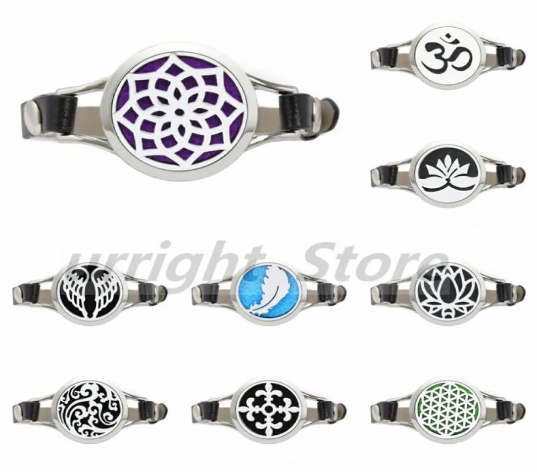 Tennis Feather Lotus Flower 30mm 316L Rostfritt stål Diffusor Locket Armband Eterisk olja för kvinnor Aroma Armband 10PADS7197739