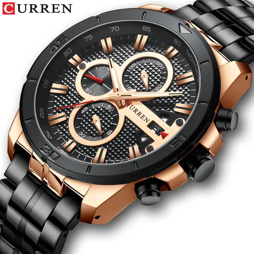 Curren Men Watch Top Brand Brand Luxury Chronograph Quartz Watches inossidabile Acciaio Orologi da polso da polso da polso Renogio Masculino191H