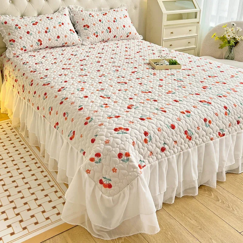 1PC Quilded Bedspread Fresh Style Cover koronkowe lniane skóry przyjazne materace Brak poduszki 231222