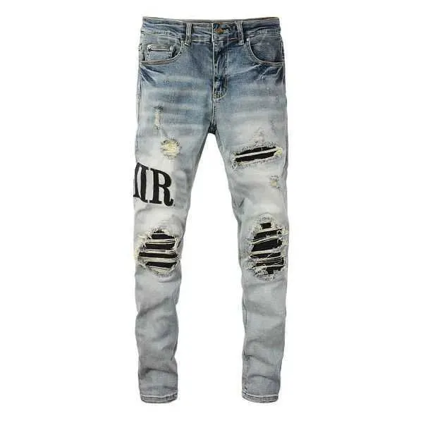 Jeans Amirs Arrivals Luxus Perforierte Hosen Jeans Coolgoy Fahrrad Hosen Männer Mode Strumpfhosen Rock Revival Brief Hosen 968