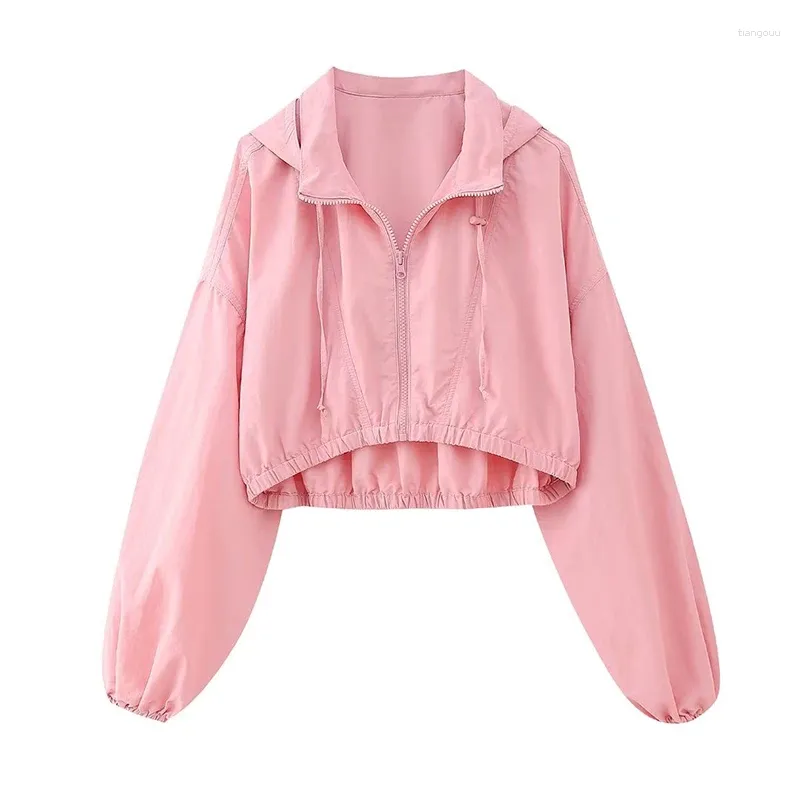 سترات نسائية Yenkye Autumn 2023 Women Pink Draphring Coat Short Long Sleeve Female Outfits Outs Lourd Outfits