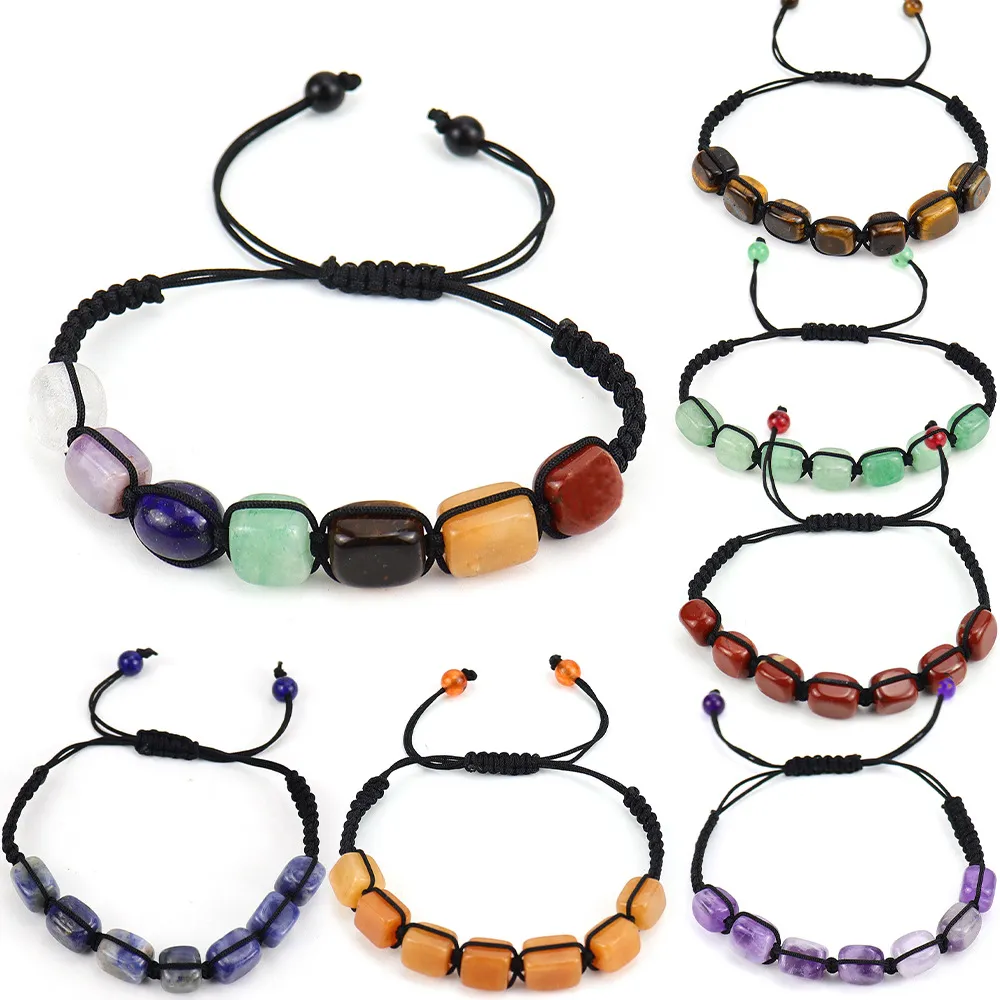 Bracelets en pierre de cristal de guérison naturelle / 7 Chakra Bracelets réglables / perles de yoga Bracelets tressés