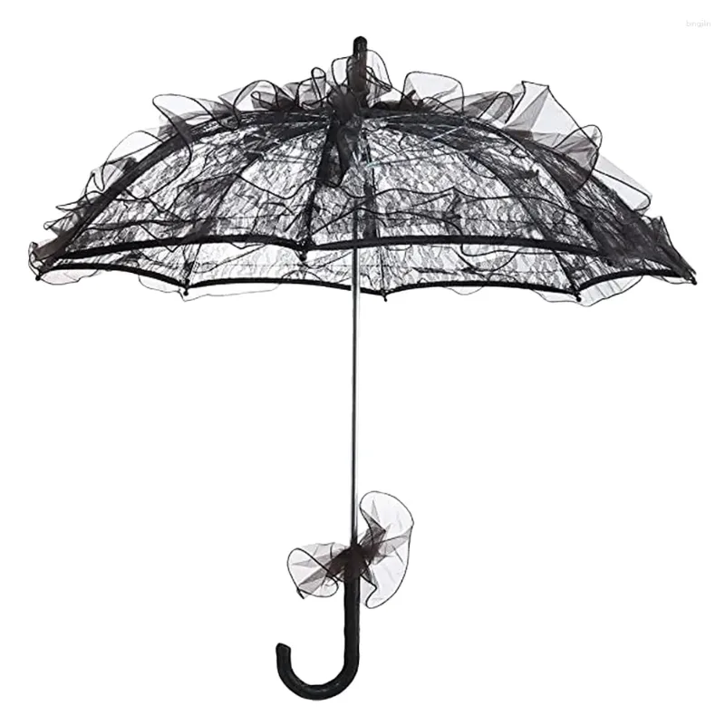 Paraplu's zwarte trouwjurk voor vrouwen Pography Studio Prop Exquise Paraplu Party Props Iron Decoration Bride