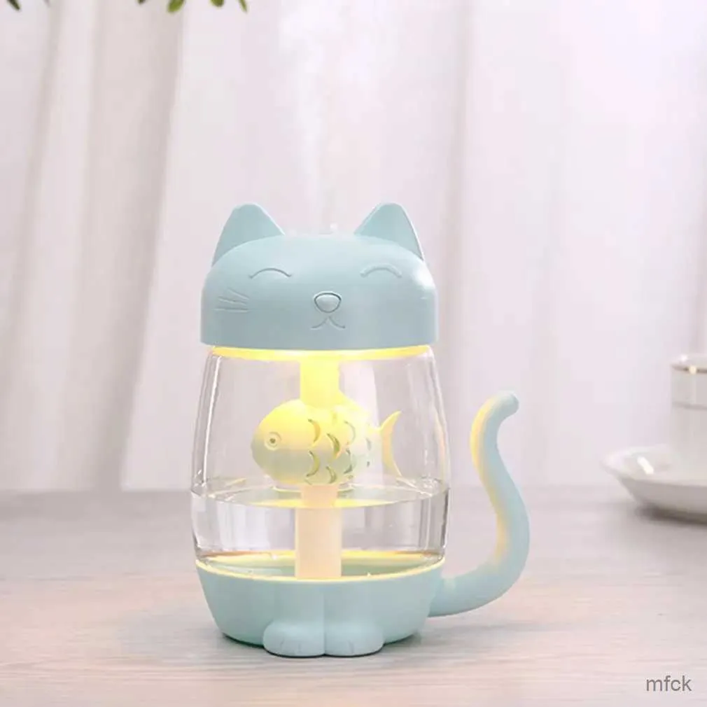 Humidificateurs Humidificateur d'air LED lumière dessin animé chat brume fraîche USB humidificateur ultrasonique Ultra-silencieux humidificateur pour enfants infantile pépinière