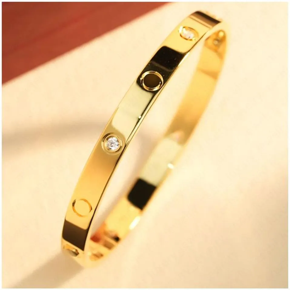 Gold Bangle rostfritt stål Skruvmejsel Par Älskar skruvarmband Mens Luxury Armband Modesmycken Valentine Day Gift för GI238H