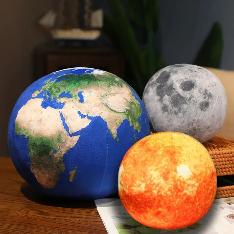 Lifelike Earth Sun Mars Plush Toy Stuffed Planets in the Solar System Soft Doll Pillow Cushion Kids Toys Birthday Gift 231225