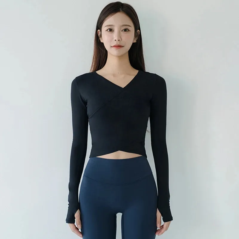 Yoga Pilates Top Long Sleeve Training Wear Ladies 2023 Elastic Comfort Gym Workout Women Compression Shirt Haut Femme Black 231225