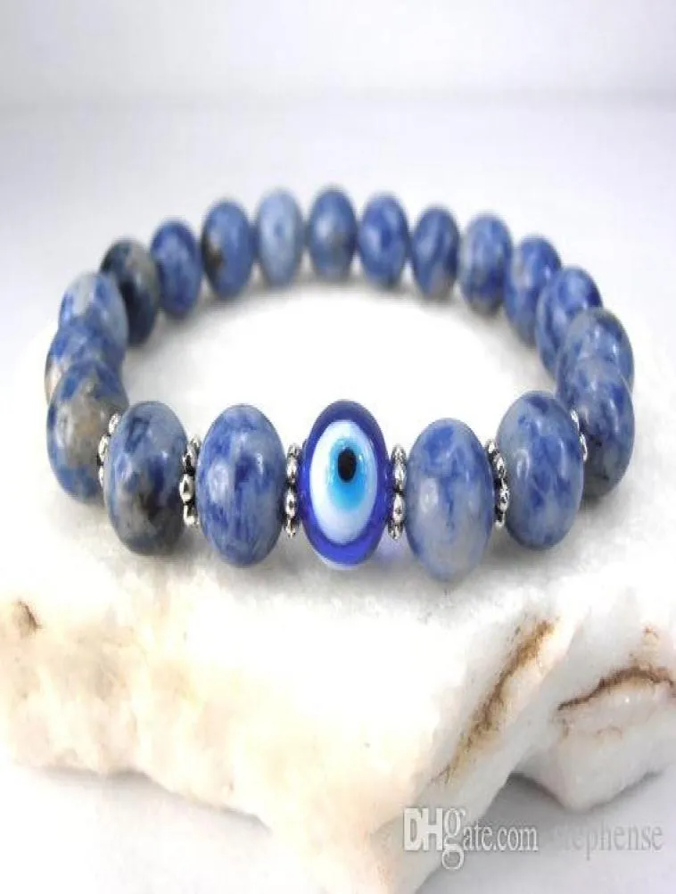 SN0577 Jasper Evil Eye bracelet Good luck Eye Charm bracelet Blue and white stone bracelet For Mens4007934