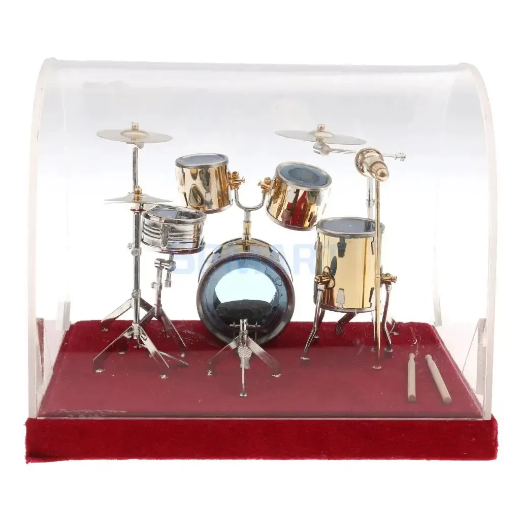 141010 cm Miniature cuivre tambour guitare ensemble instrument de musique modèle figurines d'action accessoire maison de poupée affichage ornements 231225