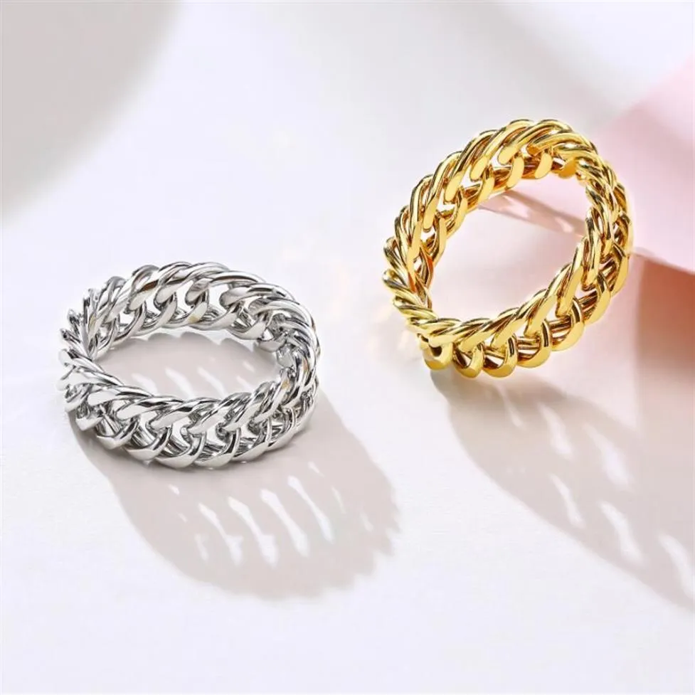 RC-476 Silver Gold Mens Spinner Ring Figit for Lenit Stali Stal Stael 6 mm Chunky Chunky Cuban Link Chain 7-10# Pinky Thumb303J
