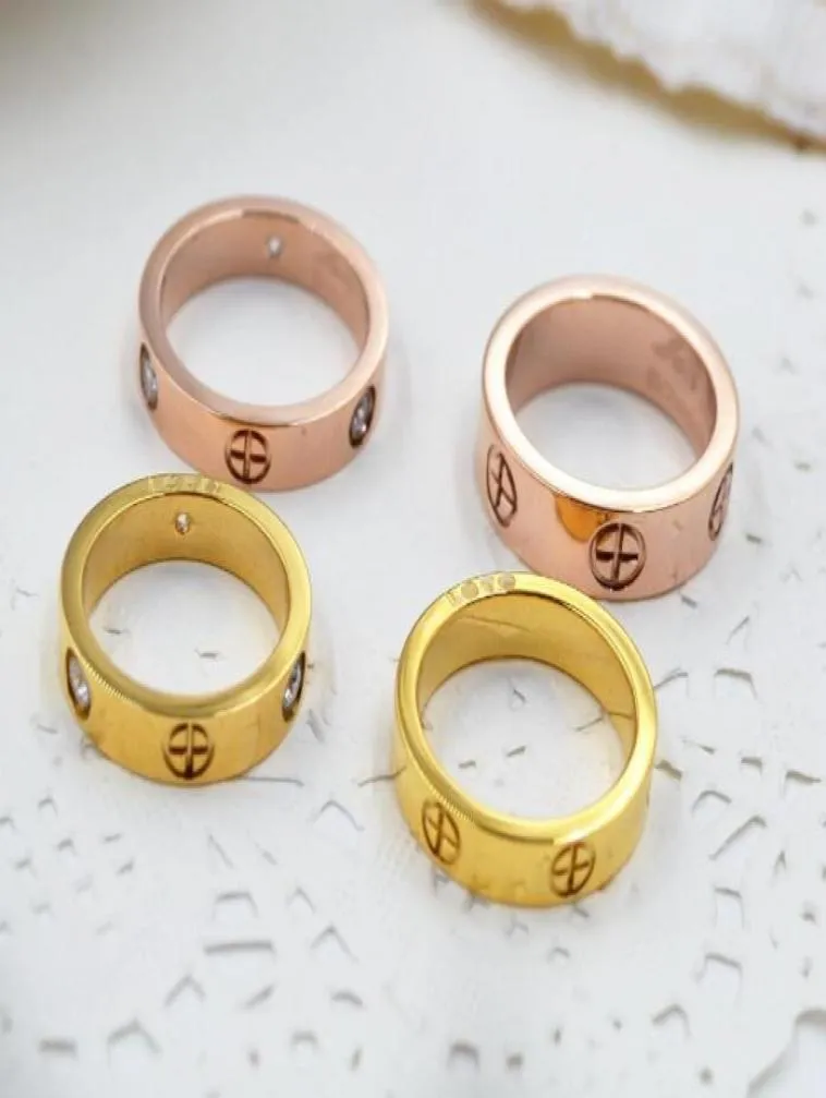 Miłość Pierścień Pierścień męskie Pierścienie 3 diamenty 2021 Projektant luksusowy biżuteria Kobiety Tytanium stal stalowy Goldplated Gold Silver R1100516