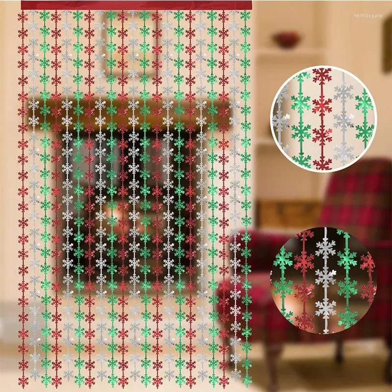 Décoration de fête Christmas Fringe rideaux de fond décorations de fond rouge Green Snowflake Shimmer Mur Stream Streamer Curtain PO Booth