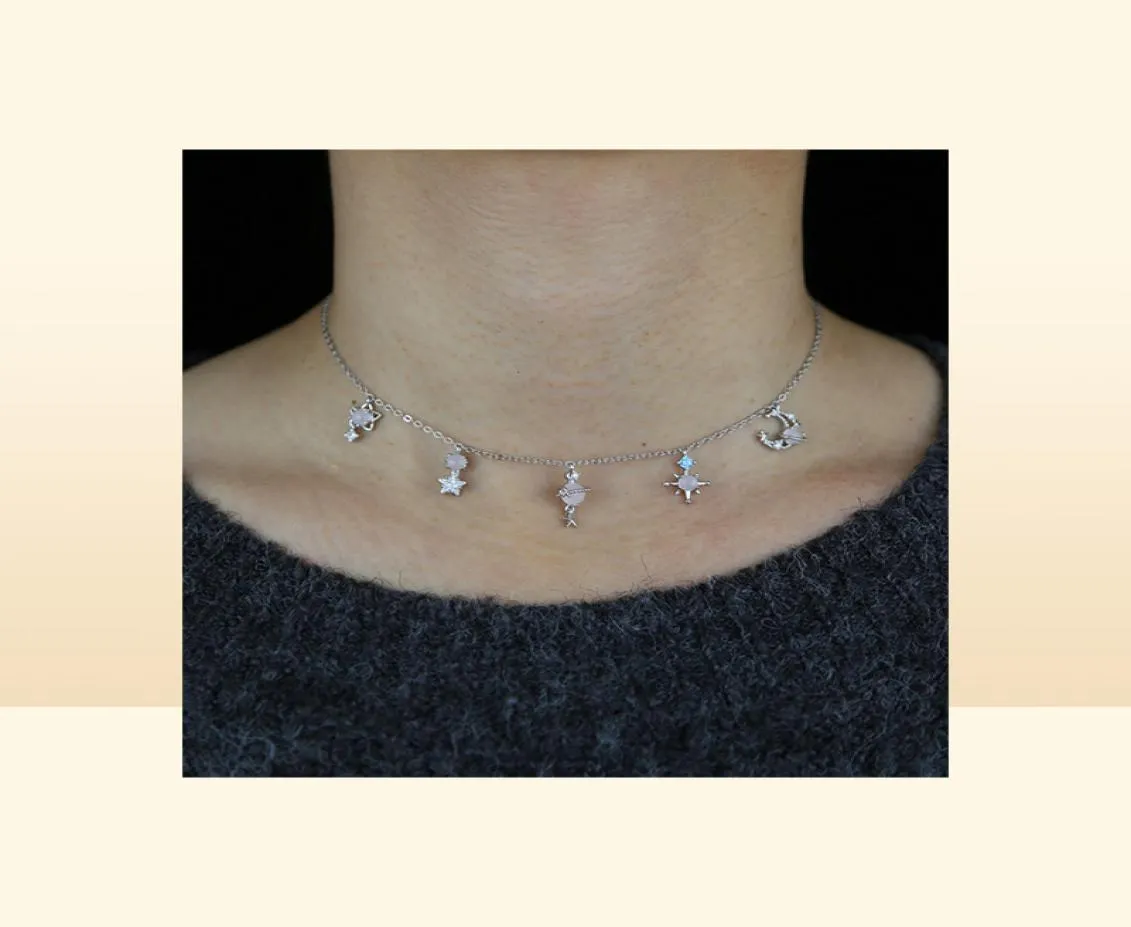 Mode Frauen Mädchen Schmuck Nette Reizende Mond Sterne starry sky Charms Tropfen Halsband Halskette 2021 Neue Trendy5061740