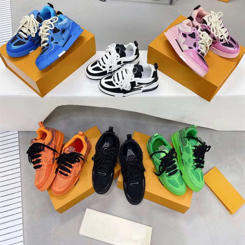 2024 Men Women Casual Skate Shoes Double laces Flower mesh calf leather suede outsole Winter Sneaker Designer Luxurys Fashion Ladies Sports Shoes