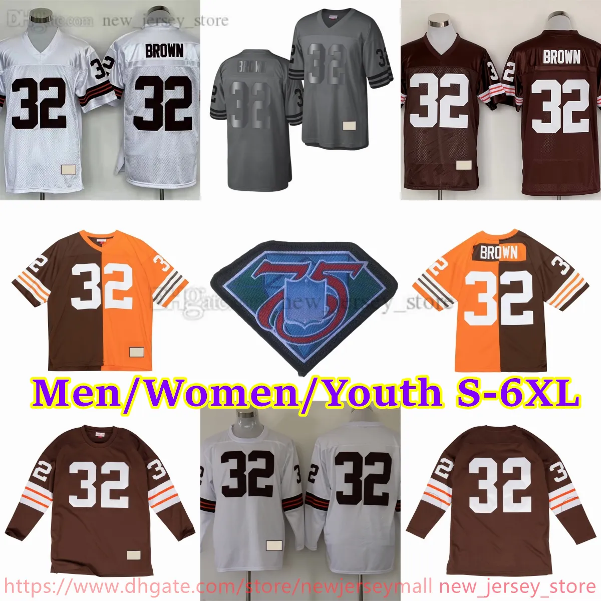 S-6XL personalizzato Ritorno al passato 1946-1999 Calcio 32 Jim Brown Jersey Stitch 19 Bernie Kosar 14 Otto Graham 21 Eric Metcalf 73 Joe Thomas 76 Lou Groza Leroy Kelly Ozzie Newsome