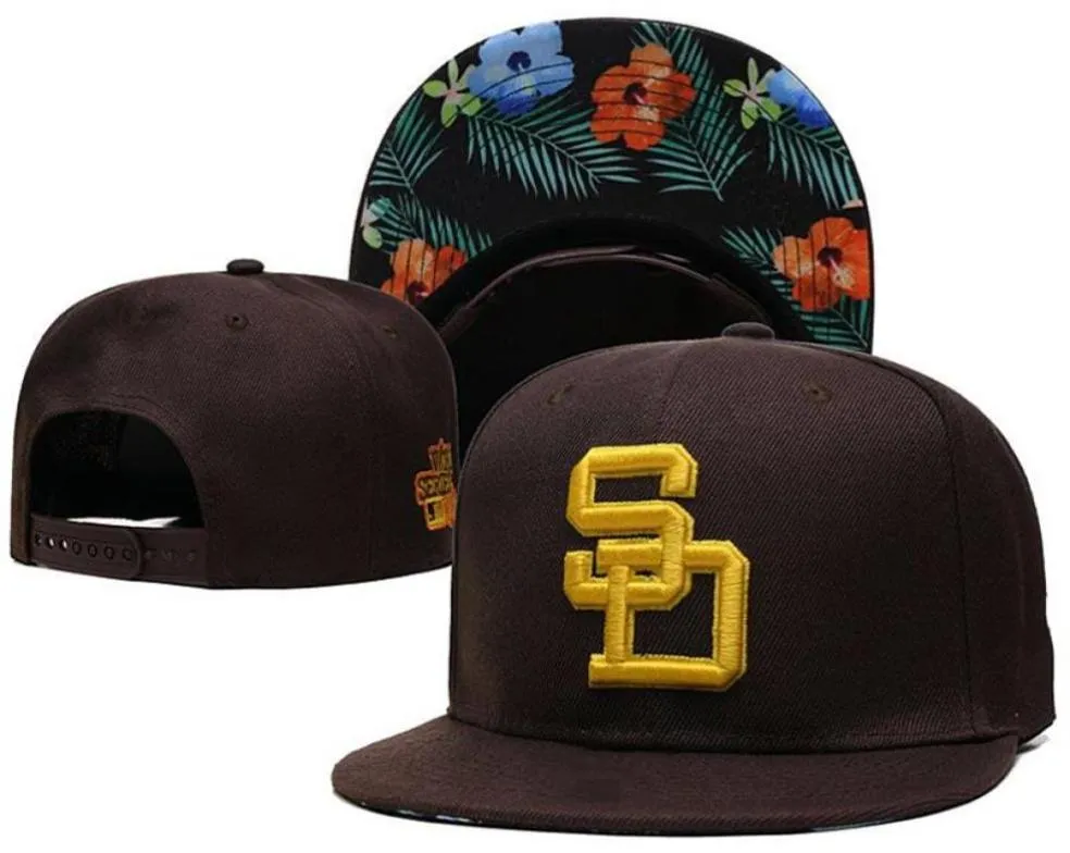 Casquette Bone Hip Hop Snapback Caps Padres SD Letter Hat Regulowaną czapkę baseballową dla mężczyzn Sun Golf Hats258i5166186