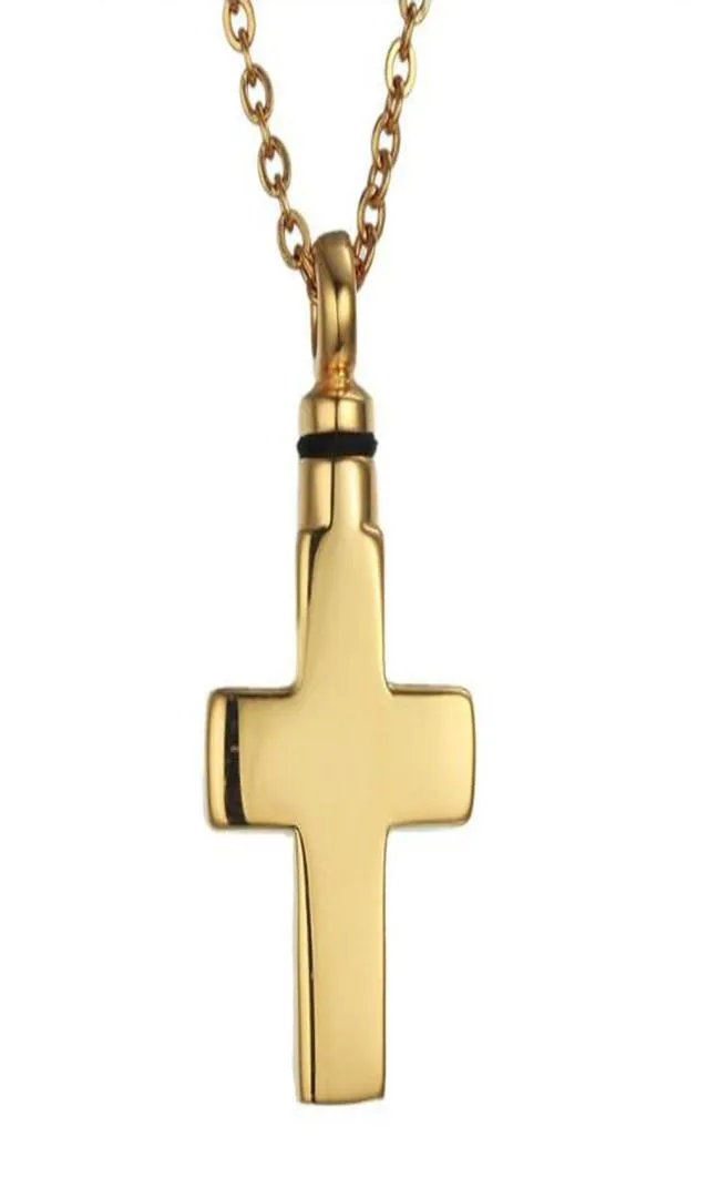 Cremation Jewelry Gold Cross Pendant Keepsake Memorial for Ashes Urn Halsband Rostfritt stål inkluderade Fill Kit4642988