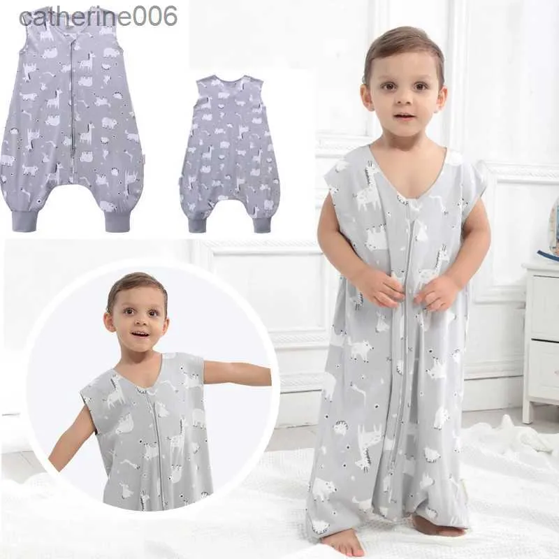 Sleeping Bags Baby Sleep Bag with Feet Spring Summer Wearable Blanket with Legs Cotton Sleepsack for Toddler Soft Baby Newborn Romper ClothesL231225