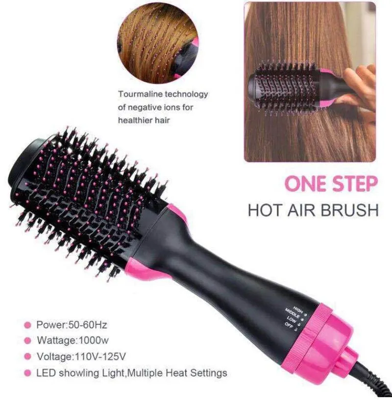 Dryers Huiyun 1000W Hair Dryer Air Brush Hair Curler Multifunctional Anion Comb Roller Blow Hair Brush Curler Straightener 3 in 1