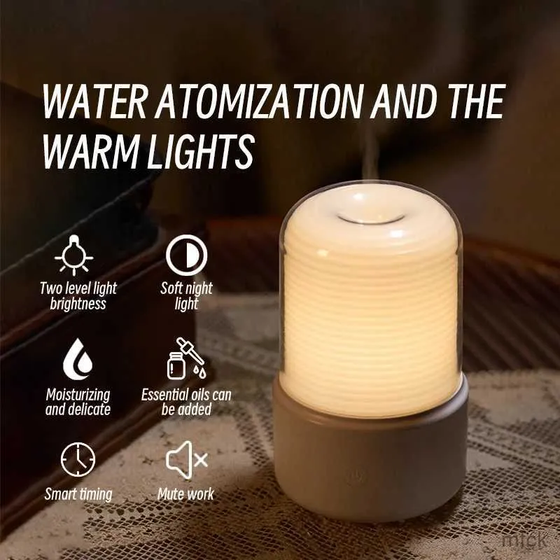 Luftfuktare Kinscoter aroma diffusor Essential Oil Diffuser USB Portable Air Firidifier Warm Color Night Light for Home Bedroom Desktop Gift