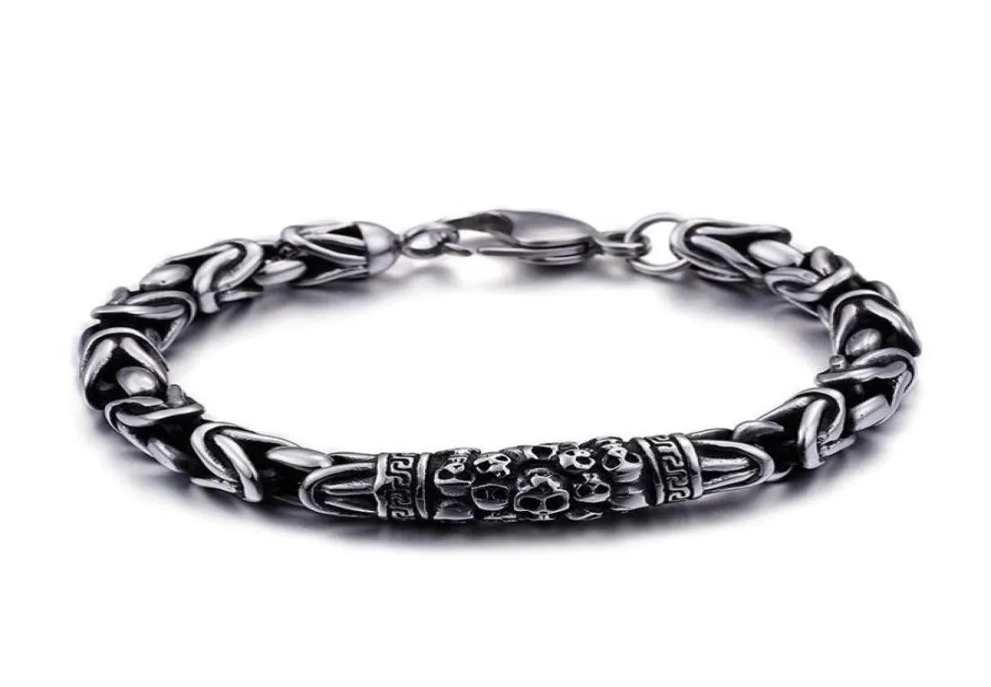 Bracelet Viking pour hommes, chaîne à maillons, Style Vintage, couleur argent, breloque crâne, bijoux 3809749