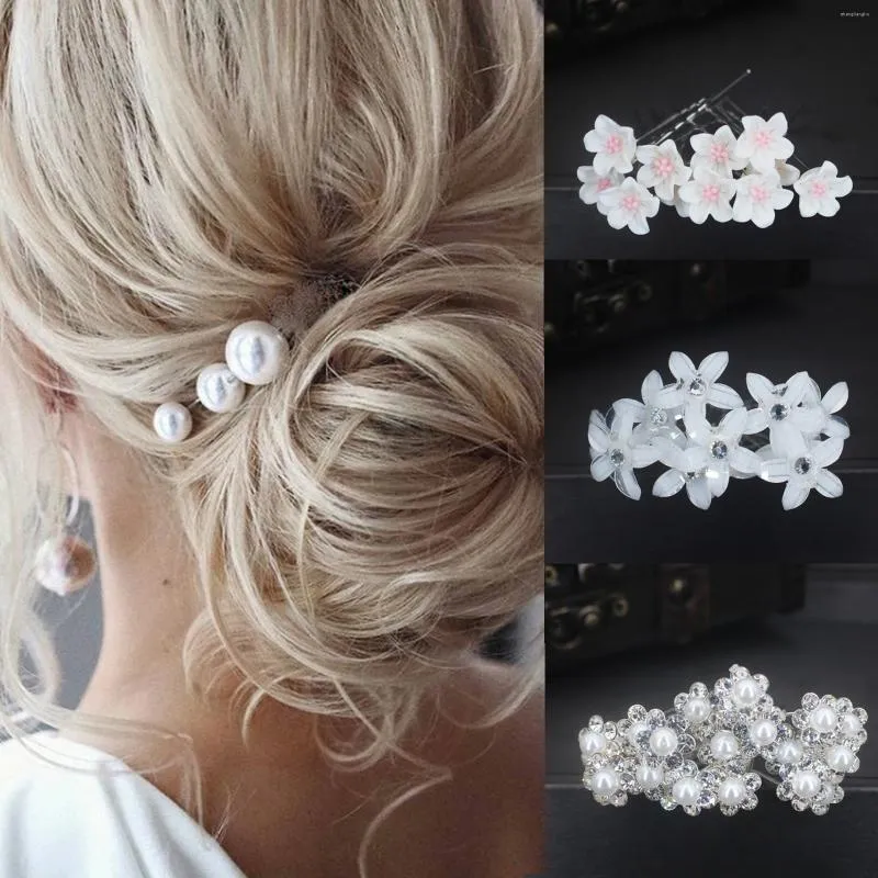Hair Clips Silver Color Pearl Rhinestone Wedding Pins For Women Accessories Ornaments Jewelry Bridal Party Headpiece Gift