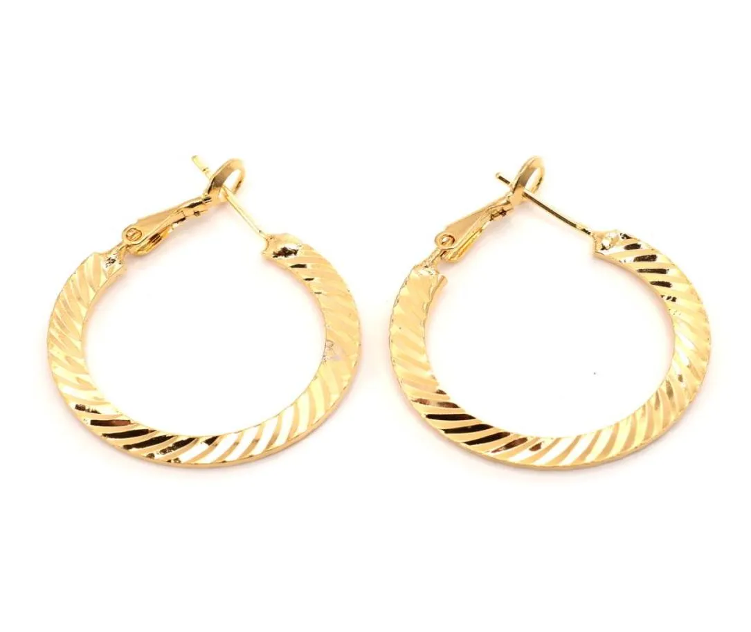 Fashion 14 K Fine Gold GF Hoop Earrings For Women Elegant Metal Round Circle Ear Vintage Jewelry Gift7019948