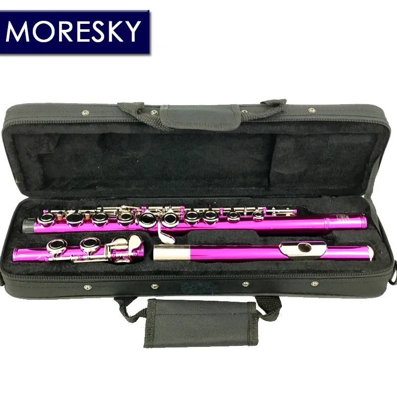 MORESKY Flöte 16 geschlossene Löcher C-Tasten Instrument Kupfernickel vernickelte Rosenflöte mit E-Taste