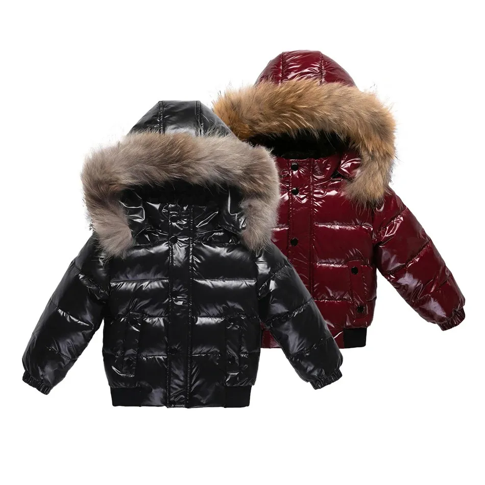 2023 Cappotto invernale Piumino d'anatra bianco per ragazzi Vestiti per bambini Capispalla addensato Infantile con pelliccia naturale 2 10 anni Parka Bambini 231225