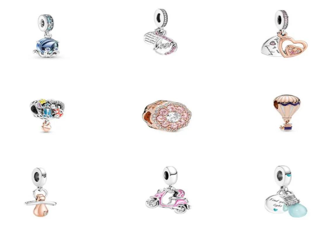 Nuovi s925 Sterling Silver Bead allentato Charms Perline Ciondolo da donna Braccialetti originali Fit Love Motorcycle Fiore Tartaruga Gioielli di design Fai da te Donna Gift6325945