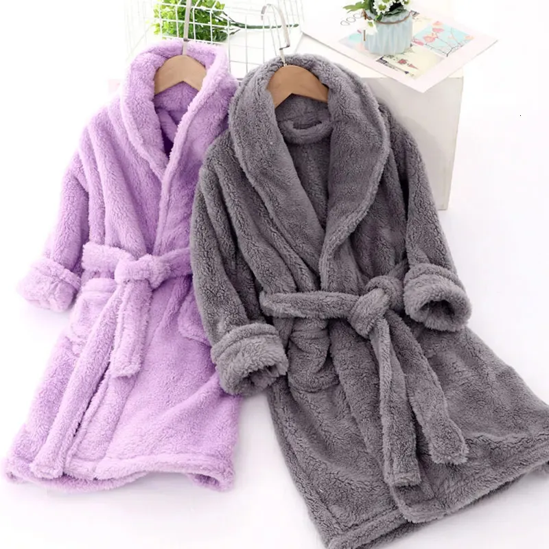 Child Kids Bathrobe Coral Velvet Baby Boy Cartoon Sleeping Robe Pajamas Children Soft Bath Robe Nightgown Teenager Girl Clothing 231225