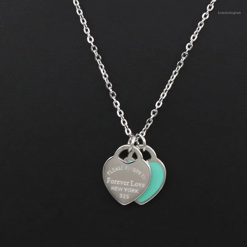 Neuankömmlinge Liebe Double Heart Emaille Ladie Forever Love Edelstahl Halskette Drift Flaschen Schmuck Ganzes Geschenk für Frauen1271p