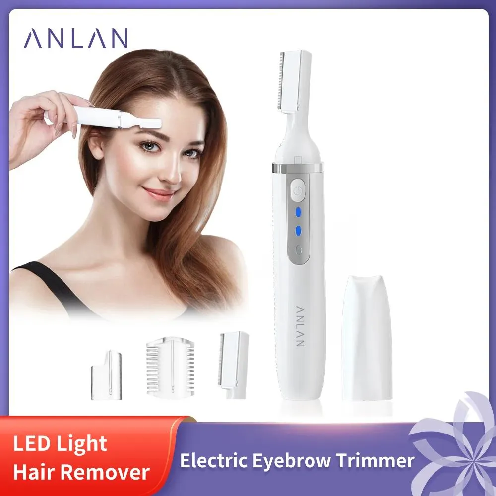 Epilator Anlan Electric Eyebrow Trimmer Painless Eye Brow Razor Mini Portable Shaper LED Light Facial Hair Remover Epilator Makeup Tools