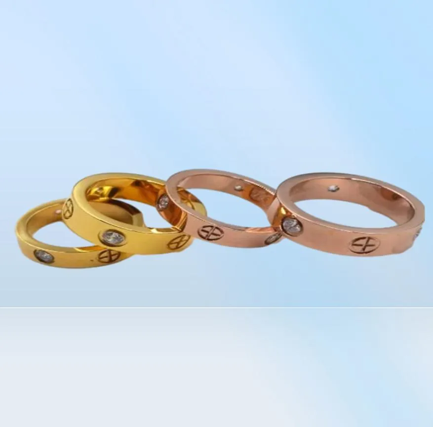 50off 6mm Titanium Steel Silver Love Ring Men and Women Rose Gold Ring for Lovers Par Ring for Gift 2PCS4739360