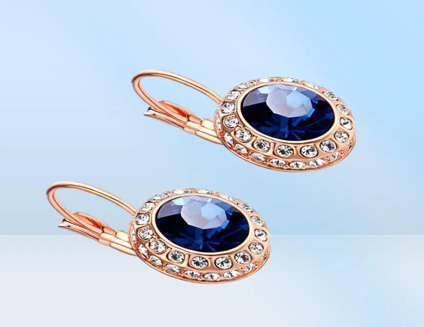 Moonrocy Fashion Cubic Zirconia örhängen Rose Gold Color Silver Color Austrian Crystal Earring for Women Girl Gift73632548283090