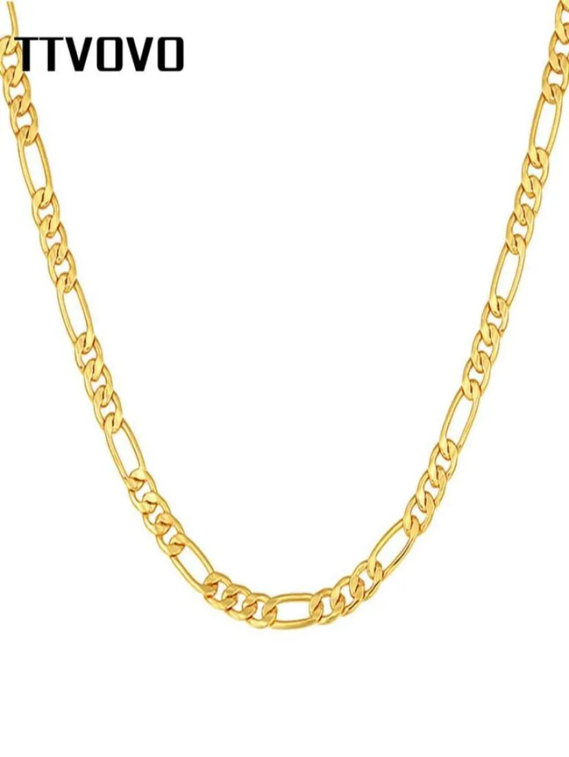 TTVOVO Men Chain Necklace for Pendant Gold Tone 5MM-6MM Width Cuban Curb Miami Figaro Link Chain Punk Rock Hip Hop Jewelry 2010137398017