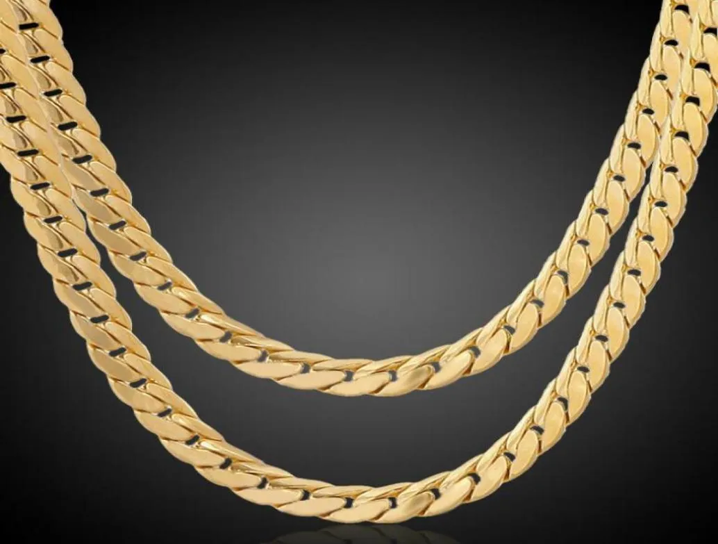 Fine wedding Jewelry real 18k Yellow stylish simplicity 23.6 " 6mm wide 14k gold plated men jewelry necklace chain not fade7167487