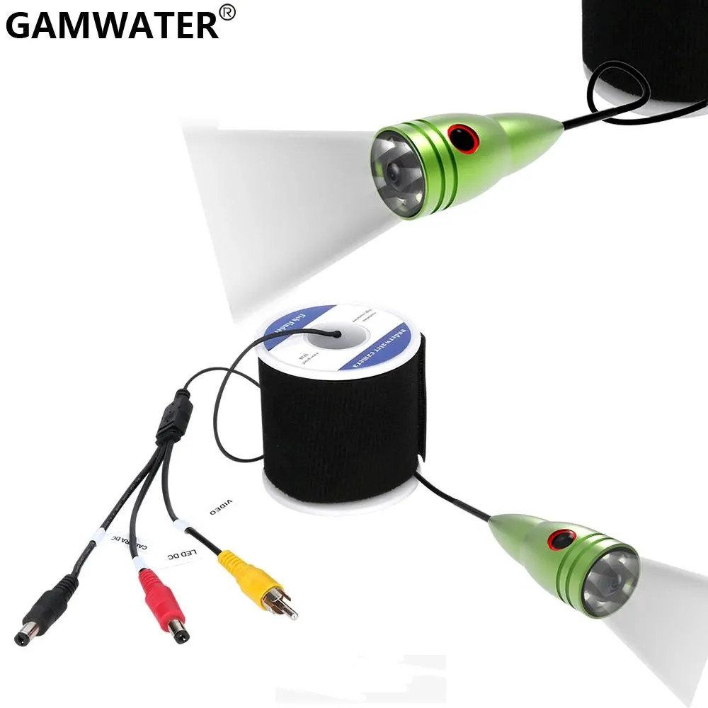 Localizadores Gamwater Underwater Winter Fishing Camera Fish Finder Cabeça com 6pcs 1W LED Luzes de lâmpada branca