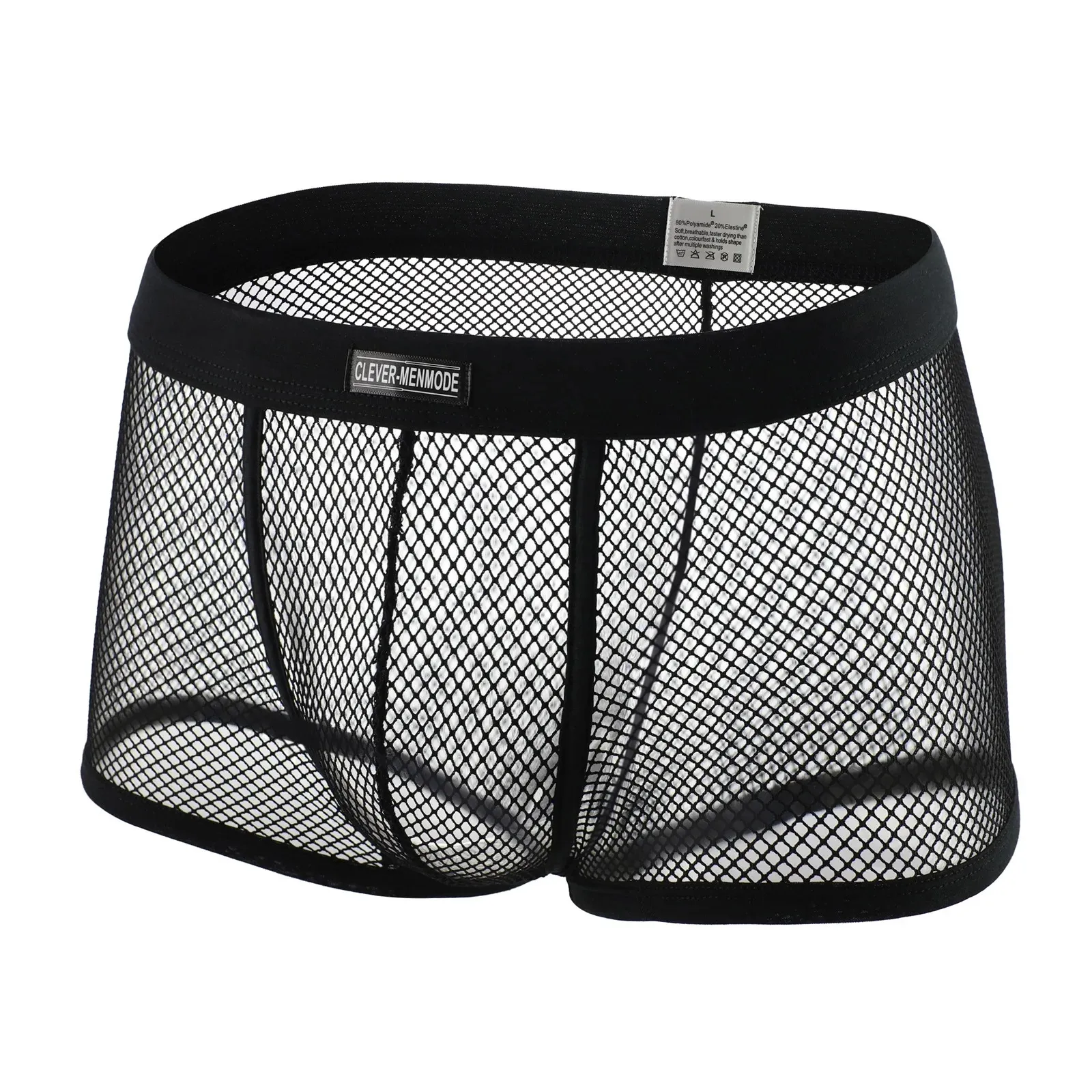 CLEVER-MENMODE Sexy Mesh Boxer Hommes Sous-Vêtements Voir À Travers Transparent Taille Basse Vêtements De Nuit Boxer Shorts Boxershorts Caleçons 231225