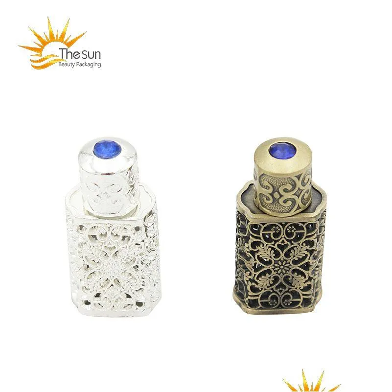 Packing Bottles Wholesale L Bronze Arabic Per Bottle Refillable Arab Attar Glass Bottles With Craft Decoration Essential Oil Container Dhrdw