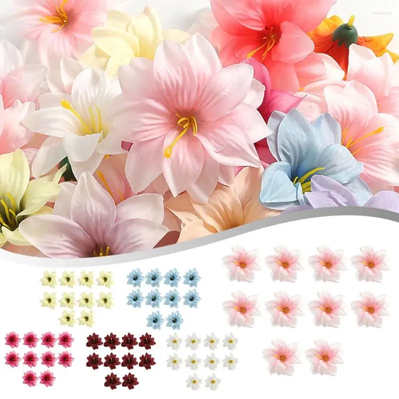 Kwiaty dekoracyjne 10pcs sztuczny kwiat Mała lilia symulowana fałszywe tworzywa sztuczne Multi kolor do dekoracji ogrodu w domu